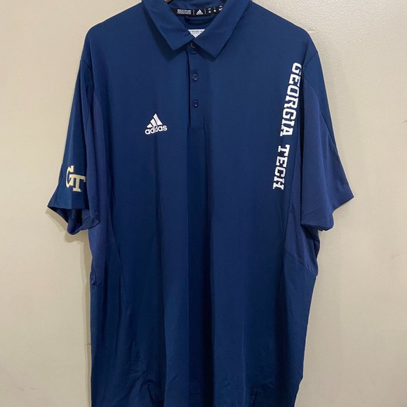 Adidas Georgia Tech Yellow Jackets Team Issue Polo Shirt Aeroready Mens NEW - Picture 1 of 12